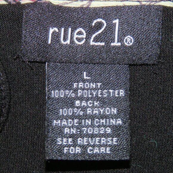 Rue 21 Multicolored with Black Back Short-Sleeve Wide-Neck Top Size L (C1279) - Picture 6 of 6